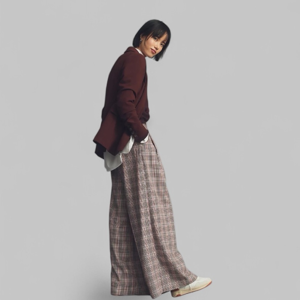 Anthropologie Maeve The Avery Pleated Wide-Leg Trousers: Plaid Edition | Size 0 - Picture 2 of 13